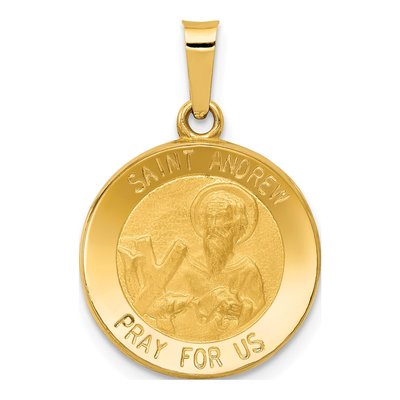14K Yellow Gold St Andrew Medal Pendant