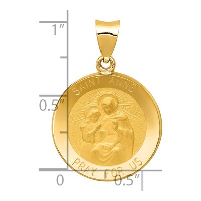 14K Yellow Gold St Anne Medal Pendant – view 4