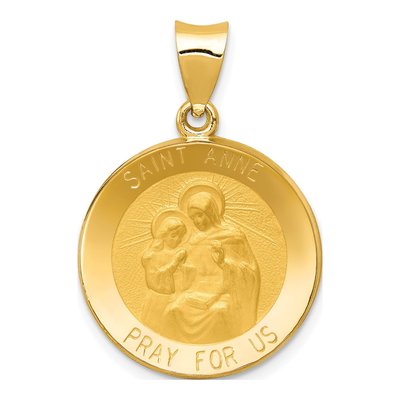 14K Yellow Gold St Anne Medal Pendant