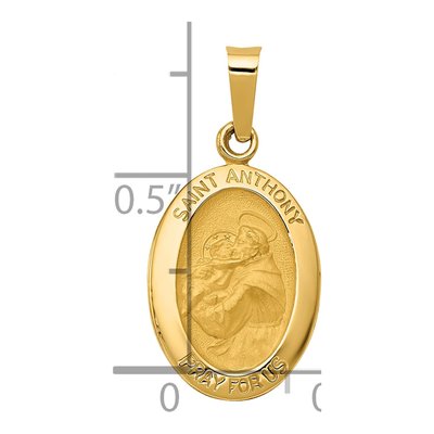 14K Yellow Gold St Anthony Medal Hollow Pendant – view 4
