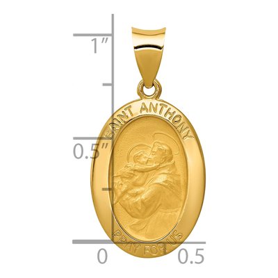 14K Yellow Gold St Anthony Medal Hollow Pendant – view 4