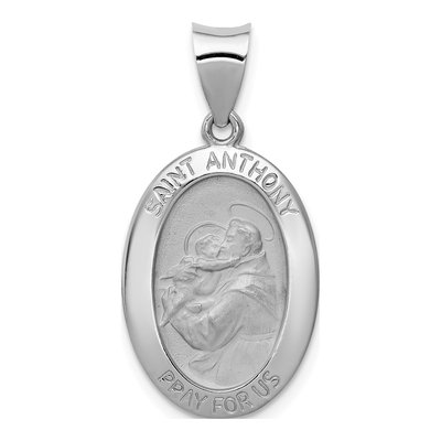 14K White Gold St Anthony Medal Pendant