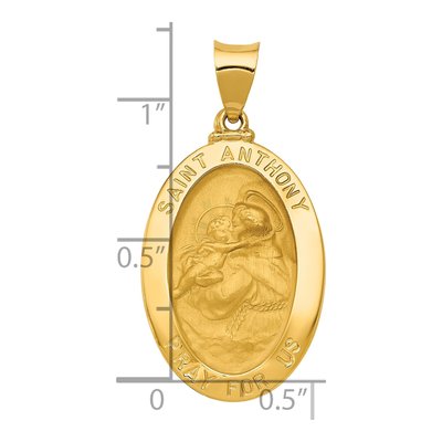 14K Yellow Gold St Anthony Medal Oval Pendant – view 4