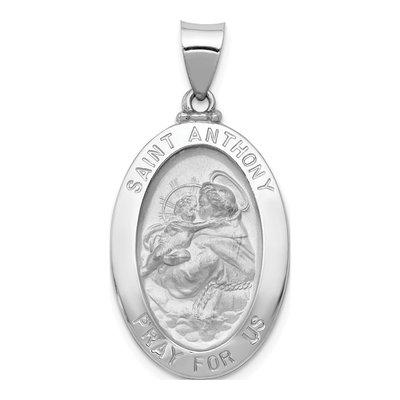 14K White Gold St Anthony Medal Pendant