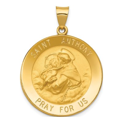 14K Yellow Gold St Anthony Medal Pendant