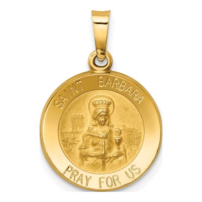 14K Yellow Gold St Barbara Medal Pendant