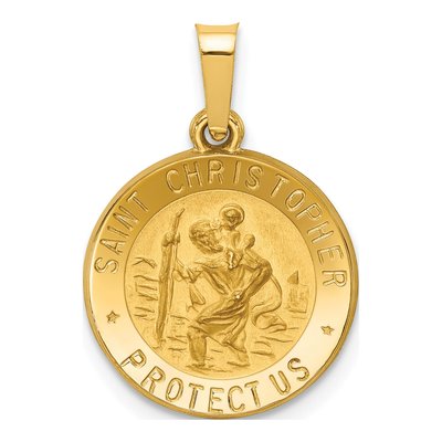 14K Yellow Gold St Christopher Medal Pendant