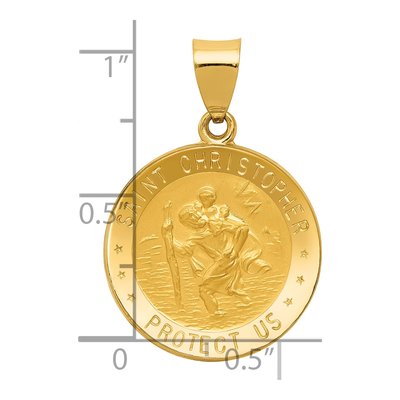 14K Yellow Gold St Christopher Medal Pendant – view 4