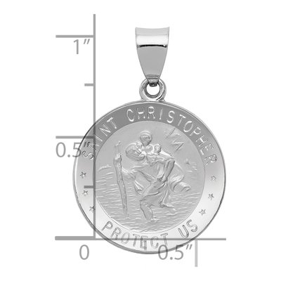 14K White Gold St Christopher Medal Pendant – view 4