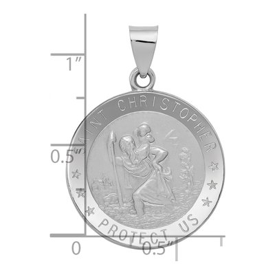 14K White Gold Saint Christopher Medal Pendant – view 4