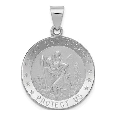 14K White Gold Saint Christopher Medal Pendant