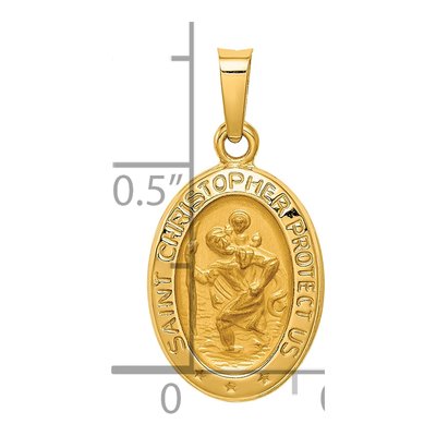 14K Yellow Gold St Christopher Medal Hollow Pendant – view 4