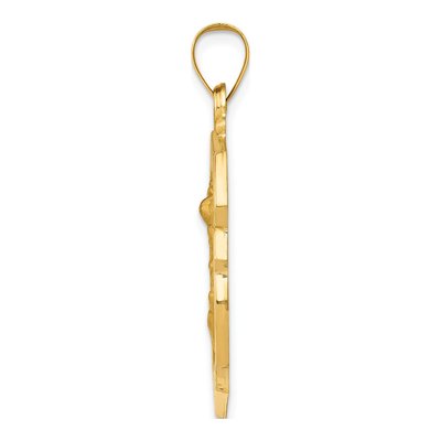 14K Yellow Gold St Michael Badge Medal Hollow Pendant – view 3