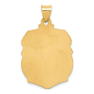 14K Yellow Gold St Michael Badge Medal Hollow Pendant – view 5