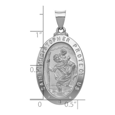 14K White Gold St Christopher Medal Pendant – view 4