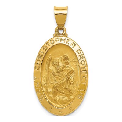 14K Yellow Gold St Christopher Medal Pendant