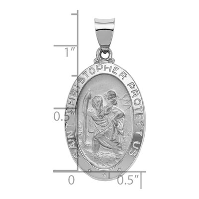 14K White Gold St Christopher Medal Pendant – view 5