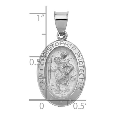 14K White Gold St Christopher Oval Medal Pendant – view 4