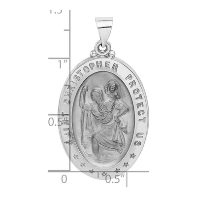 14K White Gold Saint Christopher Medal Pendant – view 4
