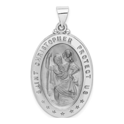 14K White Gold Saint Christopher Medal Pendant