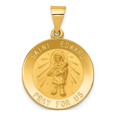 14K Yellow Gold St Edward Medal Pendant