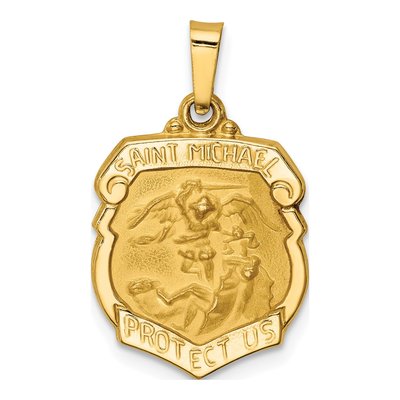 14K Yellow Gold St Michael Medal Pendant