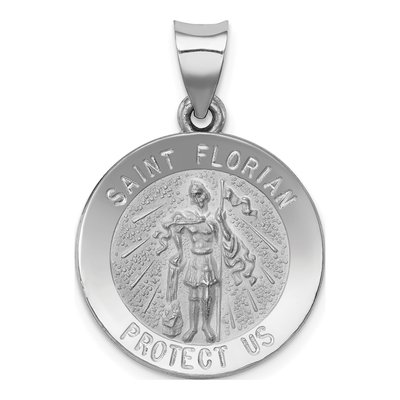 14K White Gold St Florian Medal Pendant