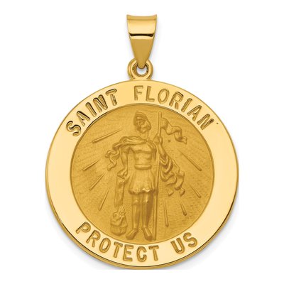 14K Yellow Gold St Florian Medal Pendant