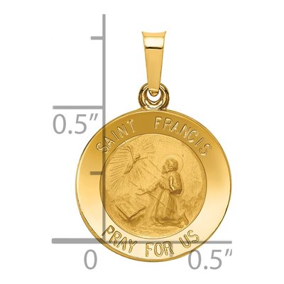 14K Yellow Gold St Francis Medal Hollow Pendant – view 4