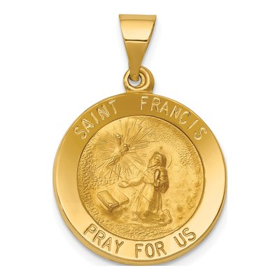 14K Yellow Gold St Francis Medal Pendant