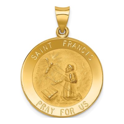 14K Yellow Gold St Francis Medal Pendant