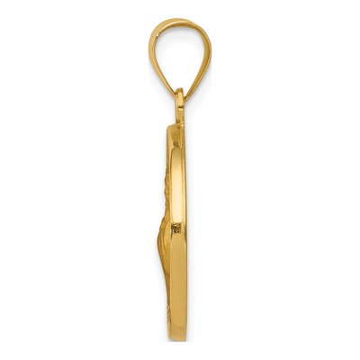 14K Yellow Gold St Francis of Assisi Medal Hollow Pendant – view 3