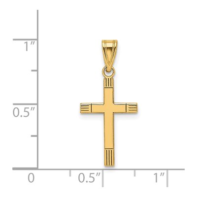 14K Yellow Gold Laser Etched Cross Pendant – view 4