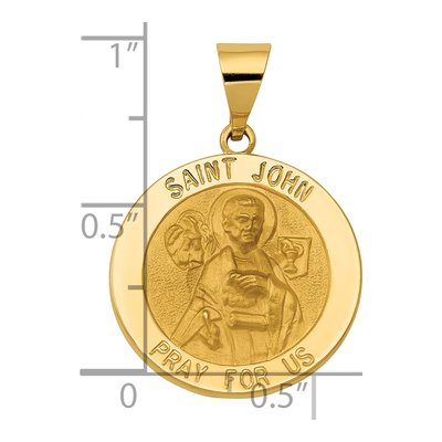 14K Yellow Gold St John Medal Hollow Pendant – view 4