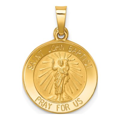 14K Yellow Gold St John Baptist Medal Pendant
