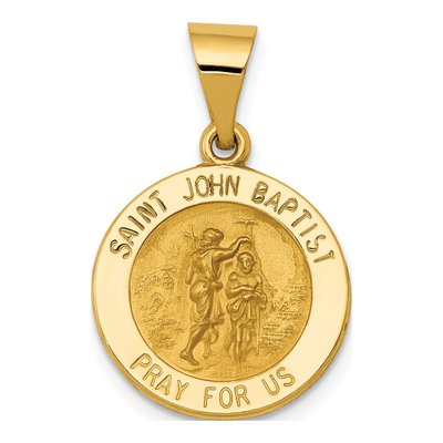 14K Yellow Gold St John Baptist Medal Pendant