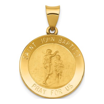 14K Yellow Gold St John Baptist Medal Pendant