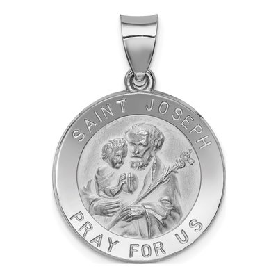 14K White Gold St Joseph Medal Pendant