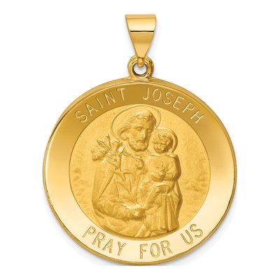 14K Yellow Gold St Joseph Medal Pendant