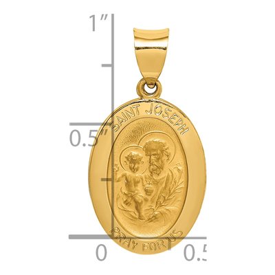 14K Yellow Gold St Joseph Medal Oval Pendant – view 4