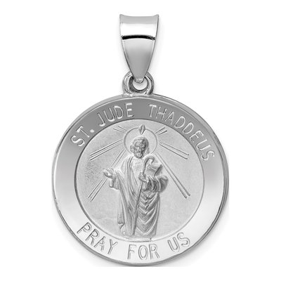 14K White Gold St Jude Thaddeus Medal Pendant