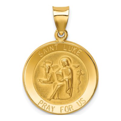 14K Yellow Gold St Luke Medal Pendant