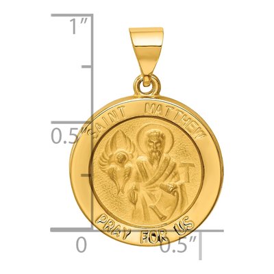 14K Yellow Gold St Matthew Medal Pendant – view 4