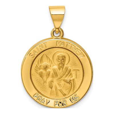 14K Yellow Gold St Matthew Medal Pendant