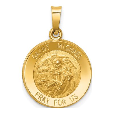 14K Yellow Gold St Michael Medal Pendant