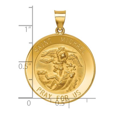 14K Yellow Gold St Michael Medal Hollow Pendant – view 4