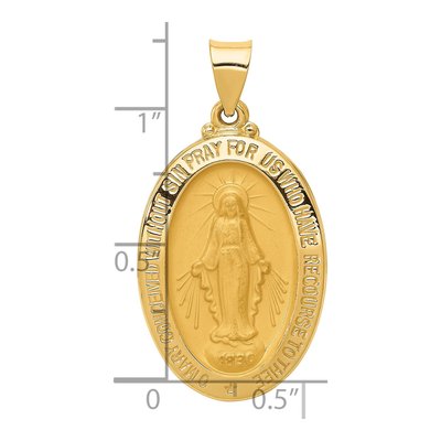 14K Yellow Gold Miraculous Medal Hollow Pendant – view 4