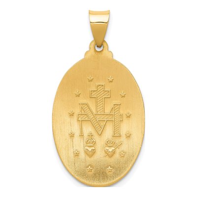 14K Yellow Gold Miraculous Medal Hollow Pendant – view 5