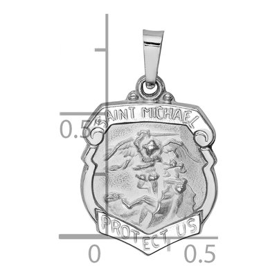 14K White Gold St Michael Medal Hollow Pendant – view 4