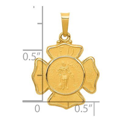 14K Yellow Gold St Florian Badge Medal Pendant – view 4